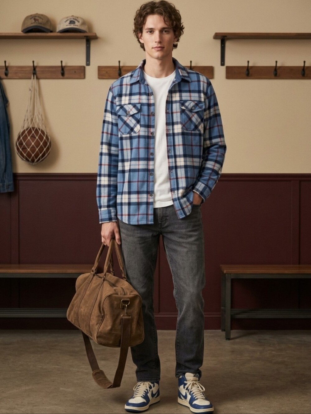Freedom Foundry Blue Plaid Men's Shirt Size M
